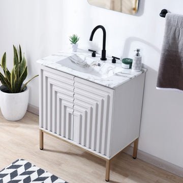 Rowan Geometric Modern Transitional 2-Shelf Bath Vanity Cabinet Only (Sink Basin Not Included) - JONATHAN Y